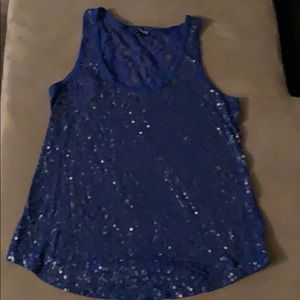 Express Royal Blue Glitter Tank Top